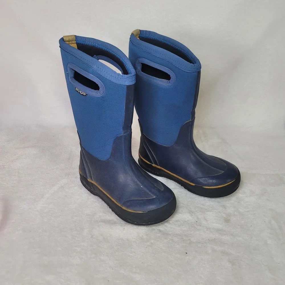 Bogs Kids Classic Waterproof Insulated Snow Boots Size 12 High Handles Blue